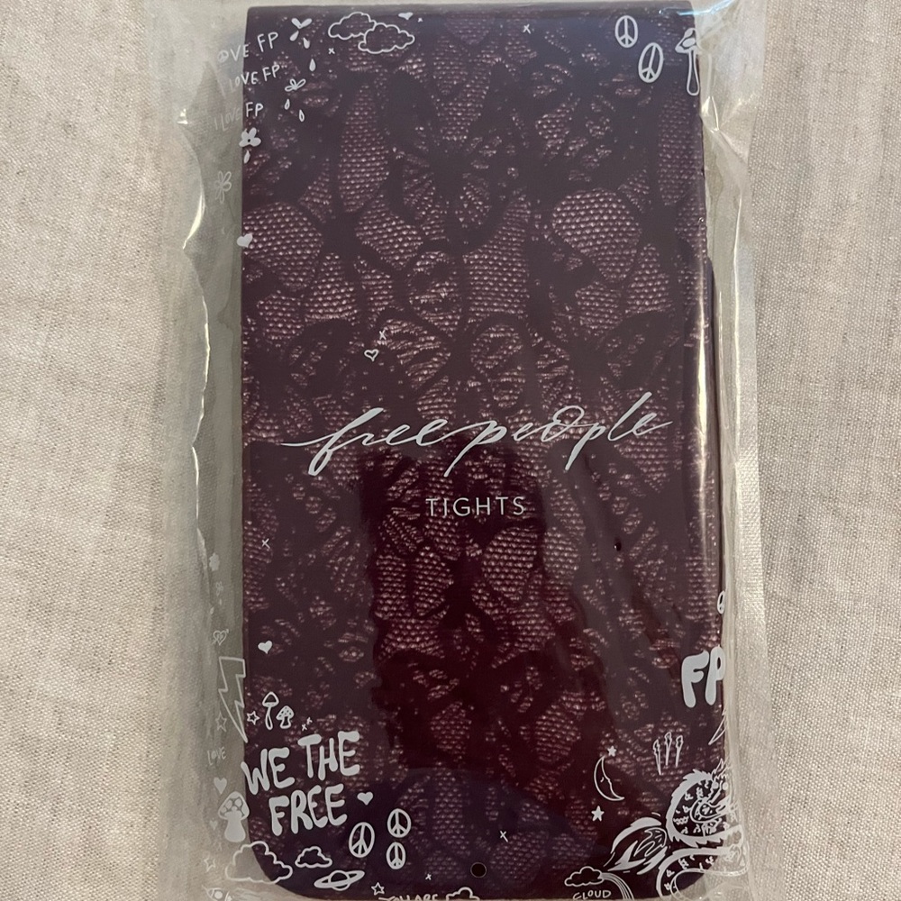 Free People Lace Tights - Burgundy